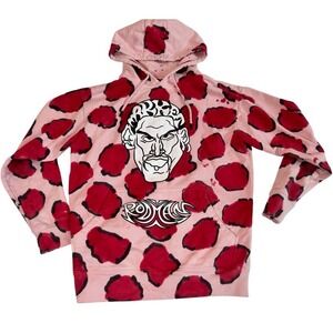 Market x  Dennis Rodman Red Pink Leopard Spot Graphic Hoodie Mens Large NBA